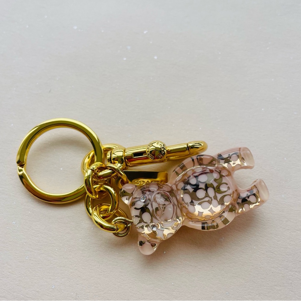Coach 3D Gold and Pink Resin Bear Keychain - Picture 5 of 5